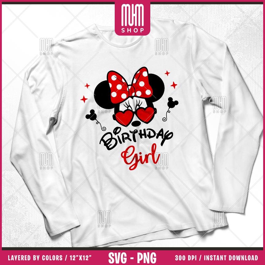 Birthday Mouse Svg Png, 6 Designs Easy to use, Cartoon Characters, Disneyland, Layered Svg by colors, Transparent Png, Cut files for Cricut.