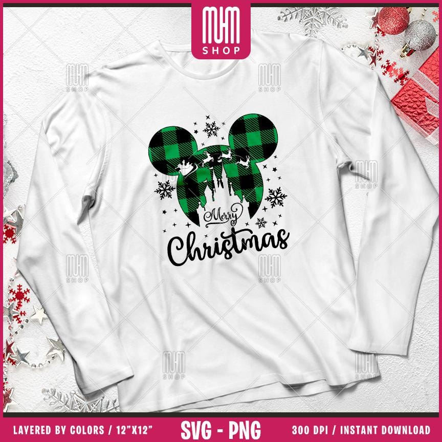 Merry Christmas Svg Png, 4 Designs Easy to use, Magical Kingdom Bundle, Family Trip, Castel Svg, Mouse Head, Easy cut files for Cricut.