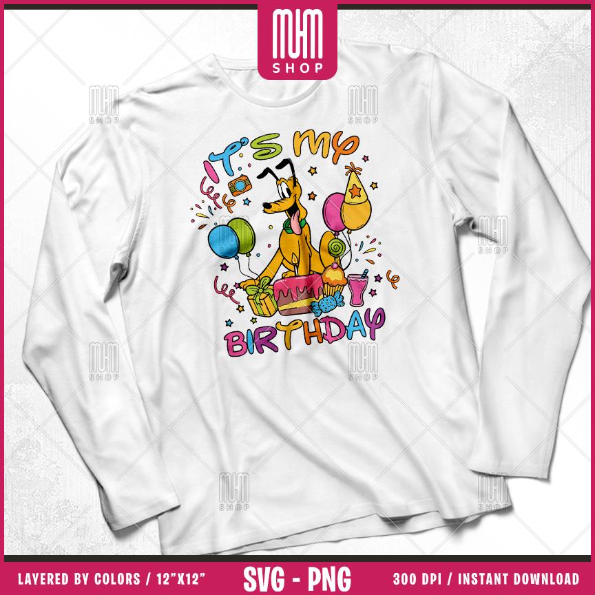 Mouse And Friends Its My Birthday Svg Png, 12 Designs Easy to use, Happy Birthday, Layered Svg by colors, Transparent Png, files for Cricut.