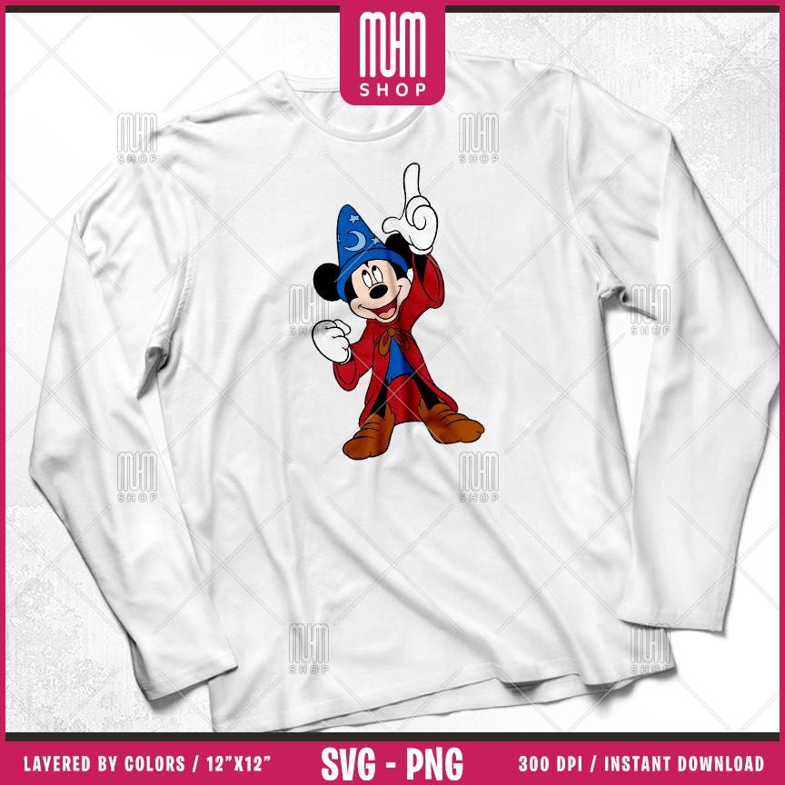 Fantasia Sorcerer Mouse Svg Png, 29 Designs Easy to use, Cartoon Characters, Layered Svg by colors, Transparent Png, Cut Files for Cricut.