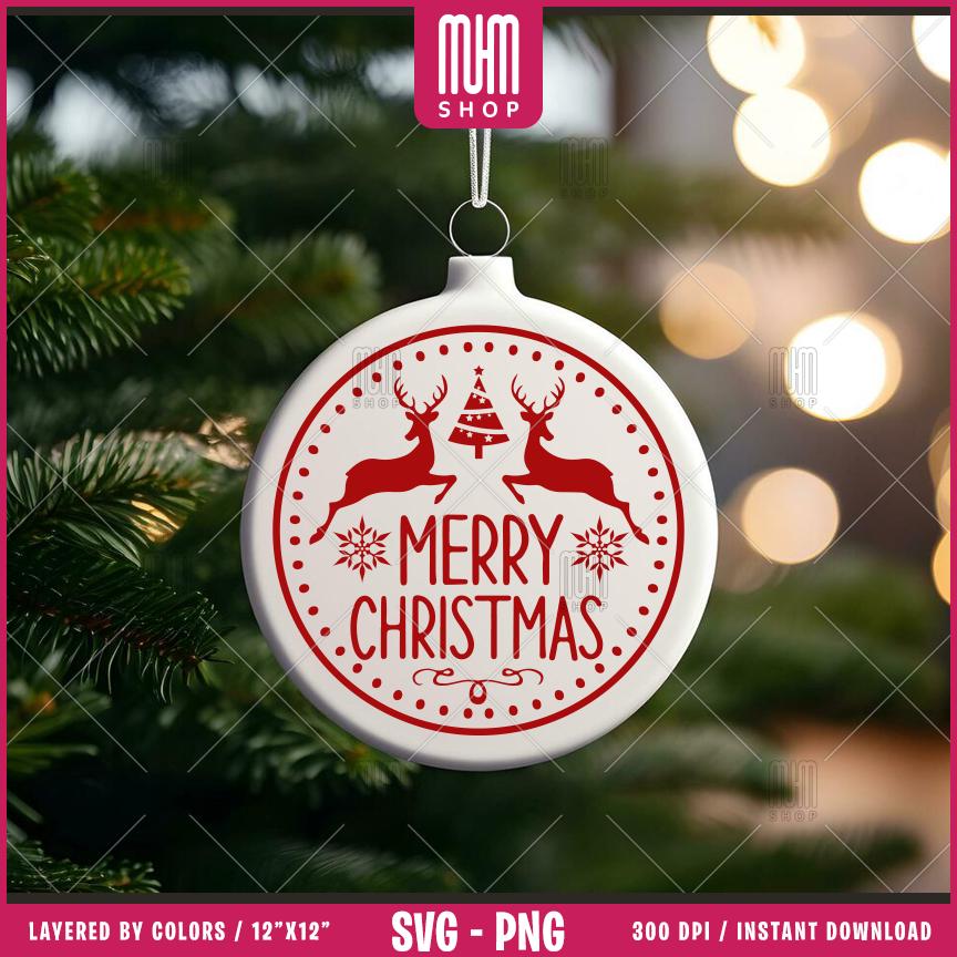 Christmas Round Ornament Bundle Svg Png, 10 Designs Easy to use, Joy svg, Noel, Jingle, Happy New Year Ornament, Easy cut files for Cricut.