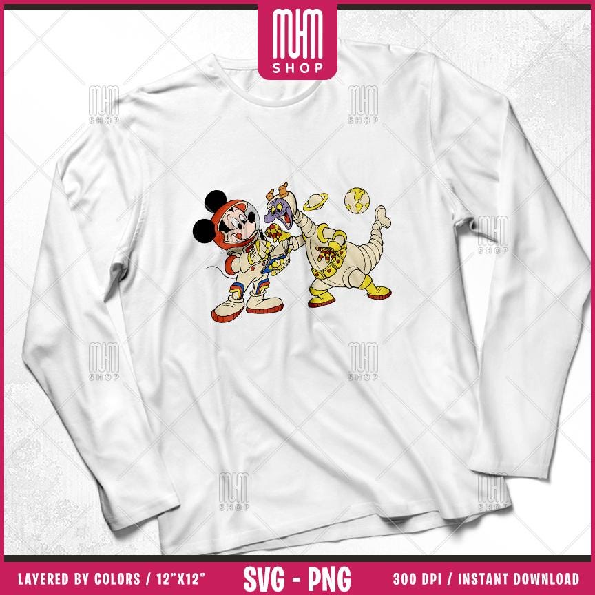 Mouse And Minnie Astronaut Svg Png, 7 Designs Easy to use Cartoon Characters Layered Svg by colors, Transparent Png, Cut Files for Cricut.