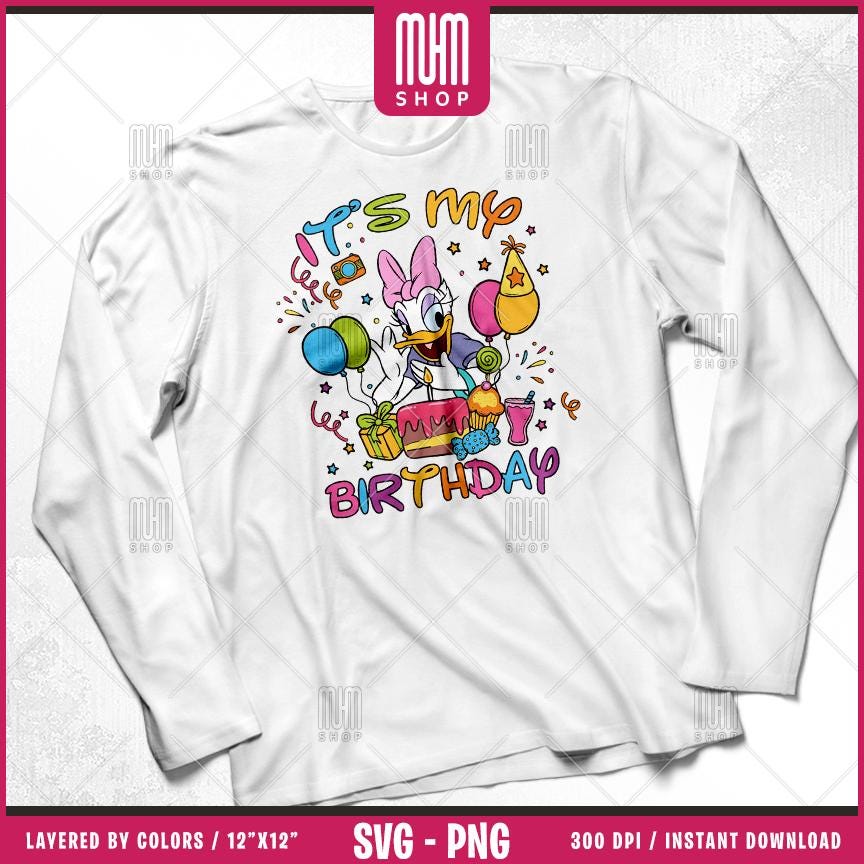 Mouse And Friends Its My Birthday Svg Png, 12 Designs Easy to use, Happy Birthday, Layered Svg by colors, Transparent Png, files for Cricut.