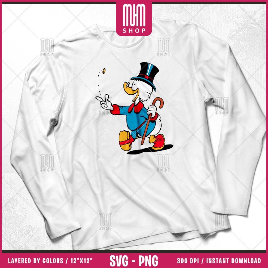 Scrooge McDuck Svg Png, 53 Designs Easy to use, Cartoon Characters, Layered Svg by colors, Transparent Png, Cut Files for Cricut.