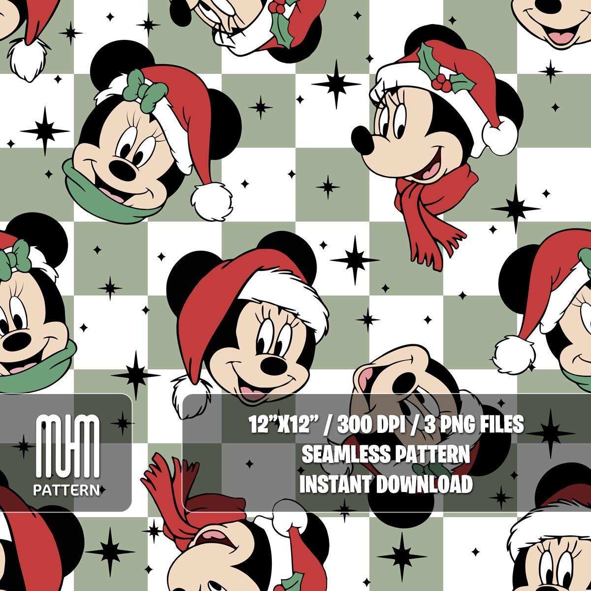 Seamless Pattern PNG, Merry Christmas, Mouse and Friends, Cartoon Characters, Noel Day, Fabric Design Sublimation, Ready for Textile Prints.