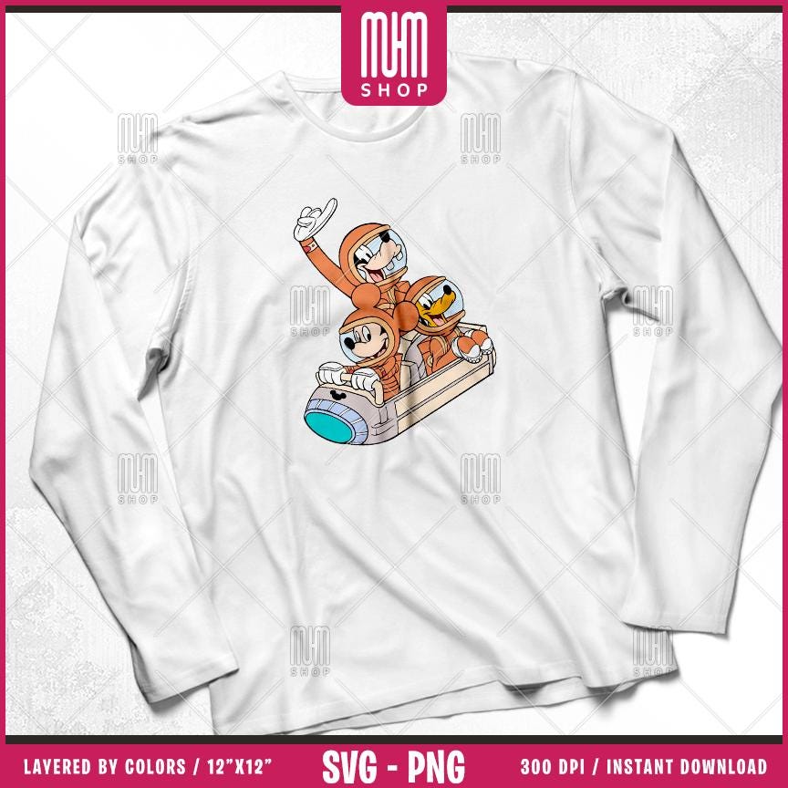 Mouse And Friends Astronaut Svg Png, 33 Designs Easy to use Cartoon Characters Layered Svg by colors, Transparent Png, Cut Files for Cricut.