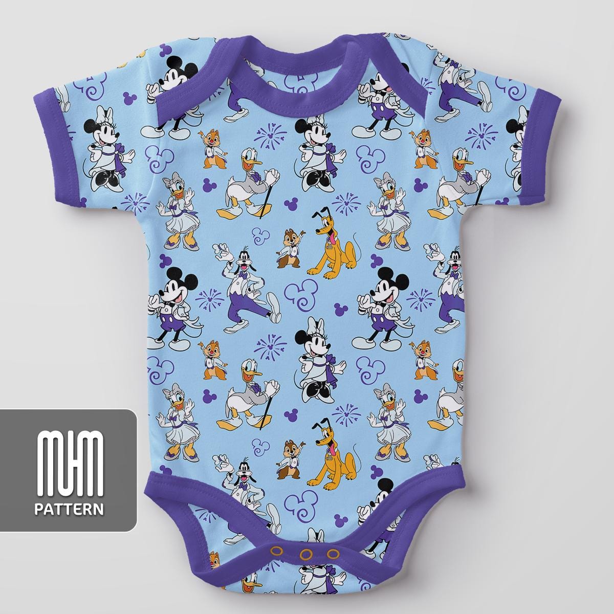 Seamless Pattern PNG, Mouse And Friends 100 Years Of Wonder, Cartoon Characters, Repeated Fabric Design Sublimation,Ready for Textile Prints