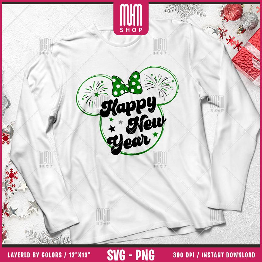 Happy New Year 2025 Svg Png, 32 Designs Easy to use, Magical Kingdom Bundle, Family Trip, Castel Svg, Mouse Head, Easy cut files for Cricut.