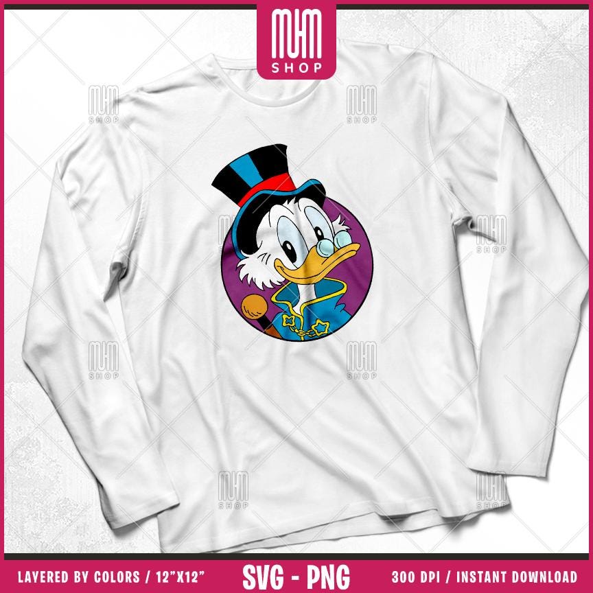 Scrooge McDuck Svg Png, 53 Designs Easy to use, Cartoon Characters, Layered Svg by colors, Transparent Png, Cut Files for Cricut.
