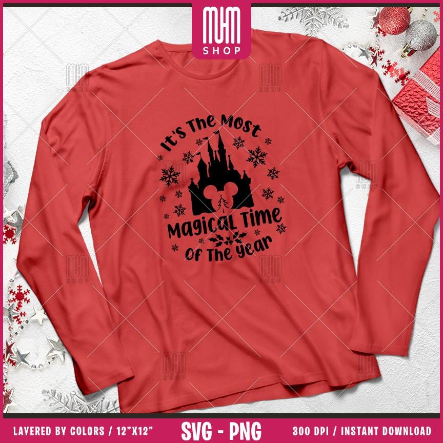 Xmas Magical Time Svg Png, 12 Designs Easy to use, Magical Kingdom Bundle, Family Trip, Castel Svg, Mouse Head, Easy cut files for Cricut.