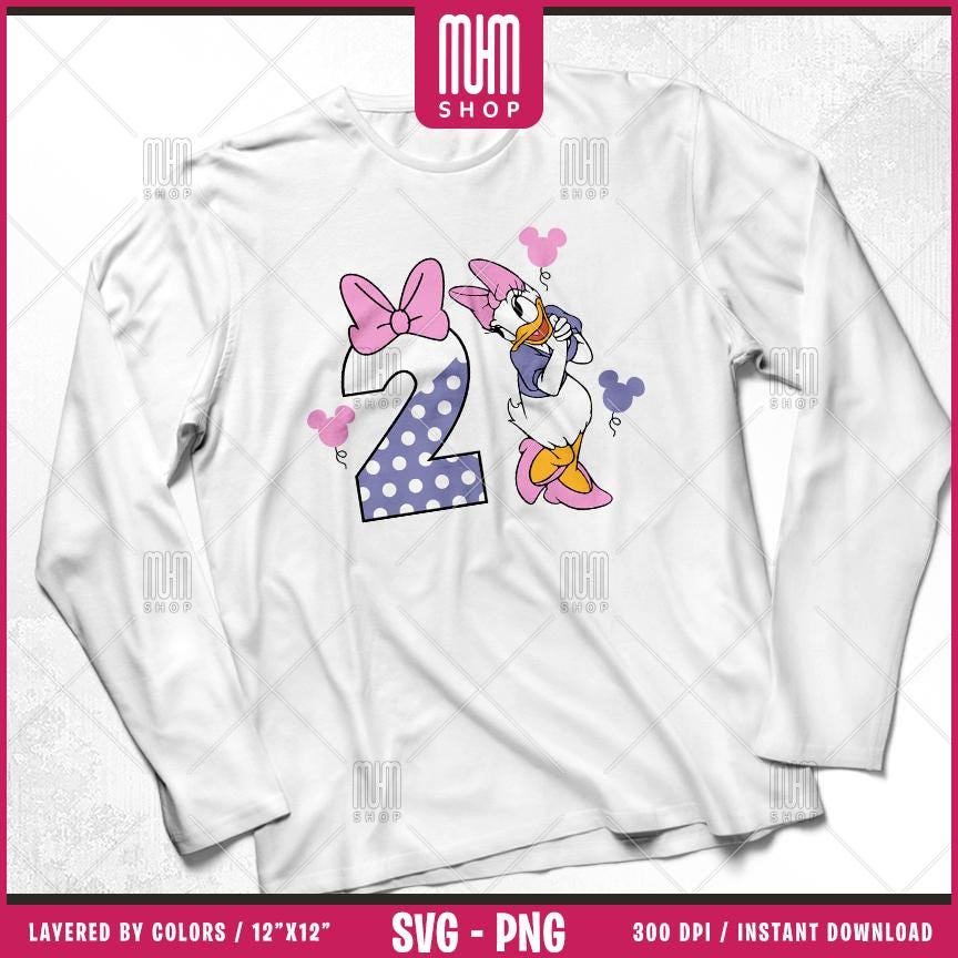 Daisy Duck Birthday Numbers Svg Png, 6 Designs Easy to use, Cartoon Characters, Layered Svg by colors, Transparent Png, Cut files for Cricut