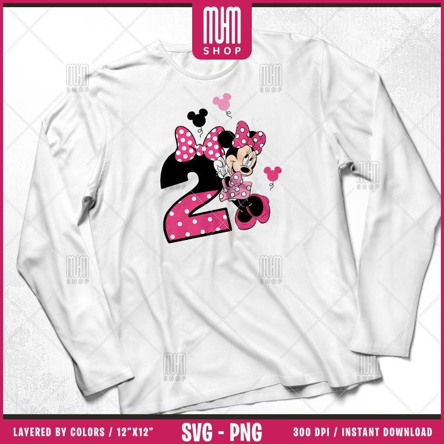 Minnie Mouse Birthday Numbers Svg Png, 6 Designs Easy to use Cartoon Characters, Layered Svg by colors, Transparent Png Cut files for Cricut