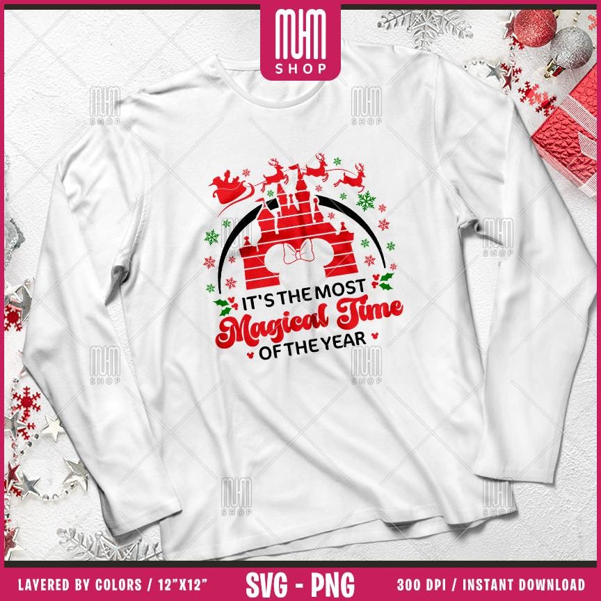 Xmas Magical Time Svg Png, 12 Designs Easy to use, Magical Kingdom Bundle, Family Trip, Castel Svg, Mouse Head, Easy cut files for Cricut.