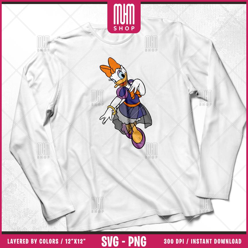 Daisy Duck Halloween Svg Png, 6 Designs Easy to use Cartoon Characters, Layered Svg by colors, Transparent Png, Easy cut files for Cricut.