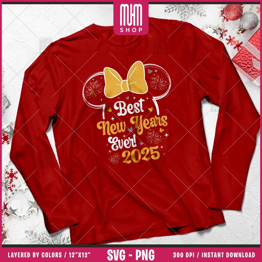 Best New Years Ever 2025 Svg Png, 12 Designs Easy to use, Magical Kingdom Bundle, Family Trip, Castel Svg, Mouse Head, Cut files for Cricut.