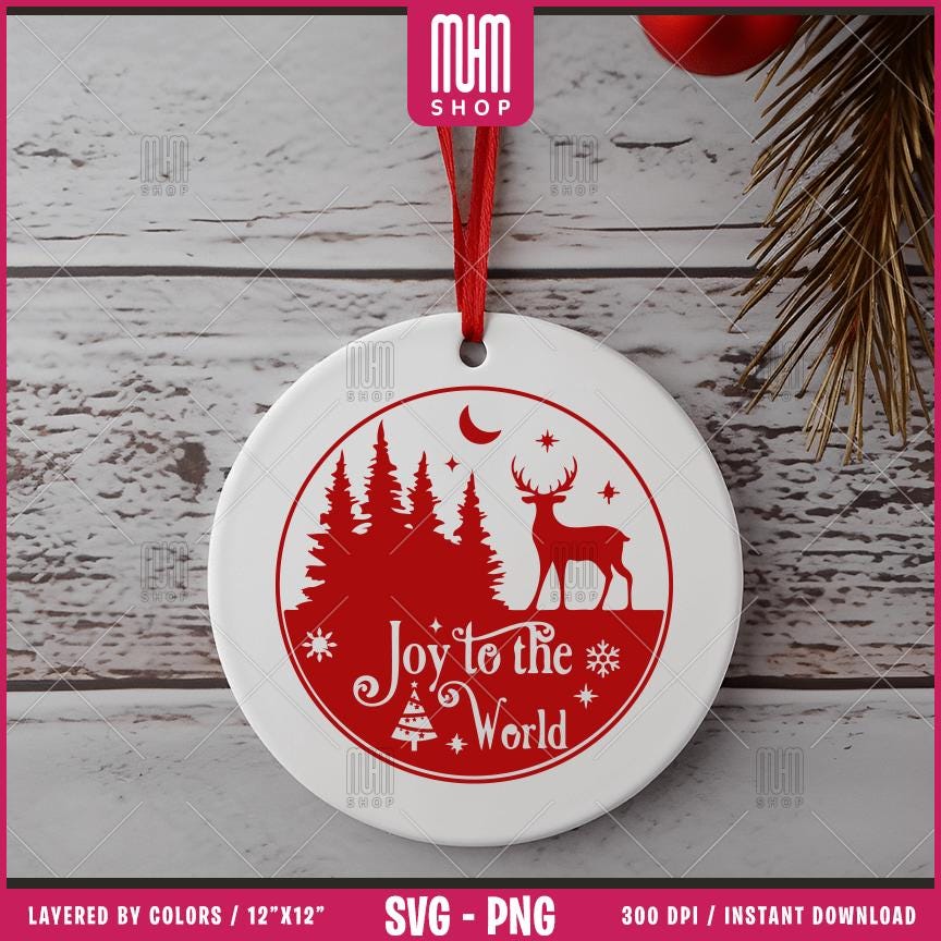 Christmas Round Ornament Bundle Svg Png, 10 Designs Easy to use, Joy svg, Noel, Jingle, Happy New Year Ornament, Easy cut files for Cricut.