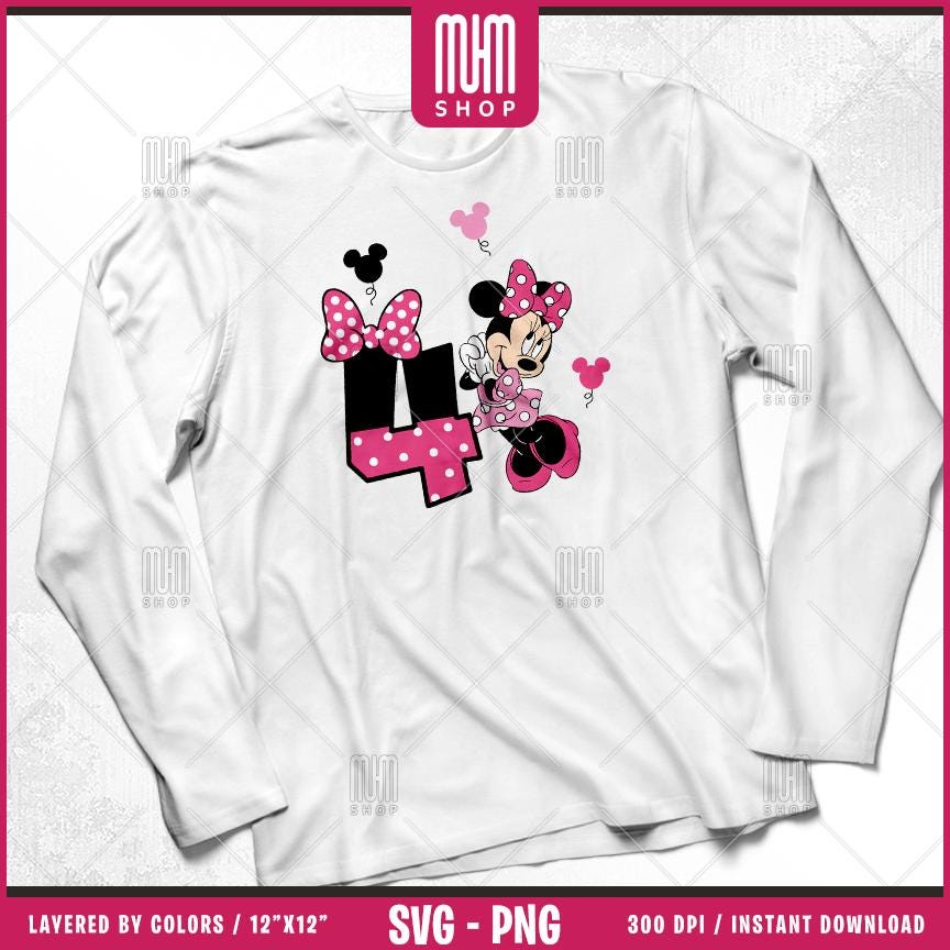 Minnie Mouse Birthday Numbers Svg Png, 6 Designs Easy to use Cartoon Characters, Layered Svg by colors, Transparent Png Cut files for Cricut