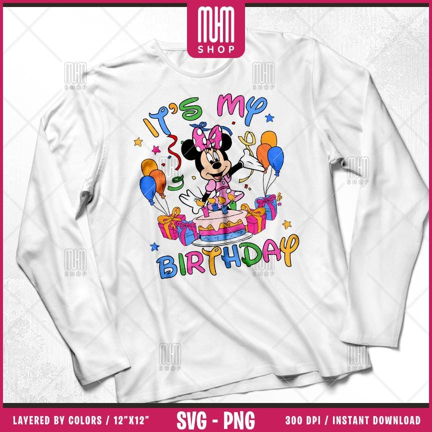 Mouse And Friends Its My Birthday Svg Png, 7 Designs Easy to use, Happy Birthday, Layered Svg by colors, Transparent Png, files for Cricut.