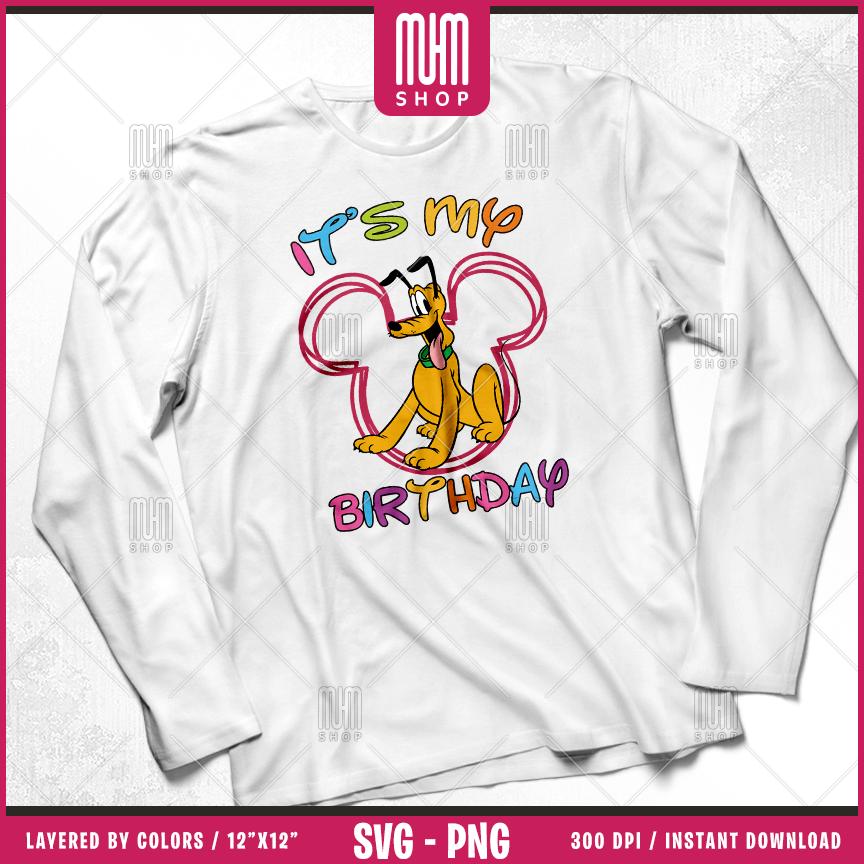 Mouse And Friends Its My Birthday Svg Png, 12 Designs Easy to use, Happy Birthday, Layered Svg by colors, Transparent Png, files for Cricut.