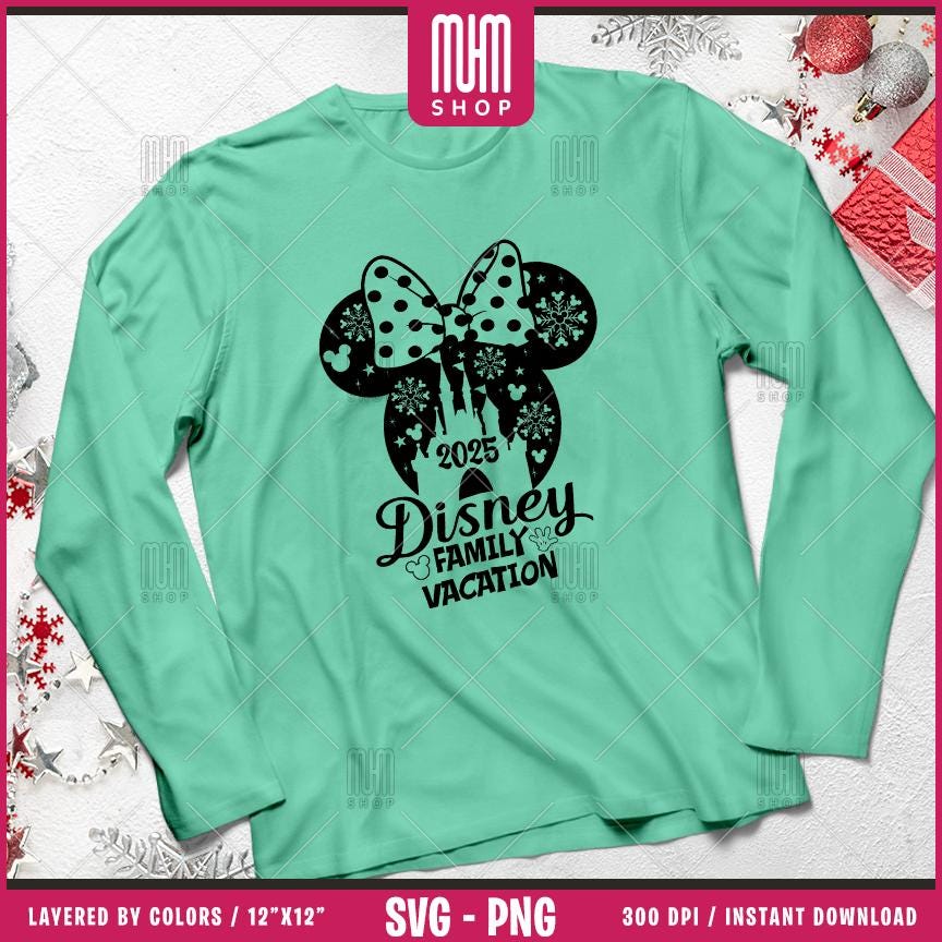 Christmas Family Trip 2025 Svg Png, 12 Designs Easy to use, Vacation, Vacay Mode, Magical Kingdom, Mouse Ears, Easy cut files for Cricut.
