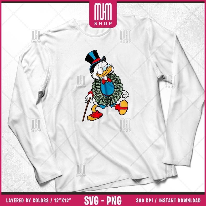 Scrooge McDuck Svg Png, 53 Designs Easy to use, Cartoon Characters, Layered Svg by colors, Transparent Png, Cut Files for Cricut.