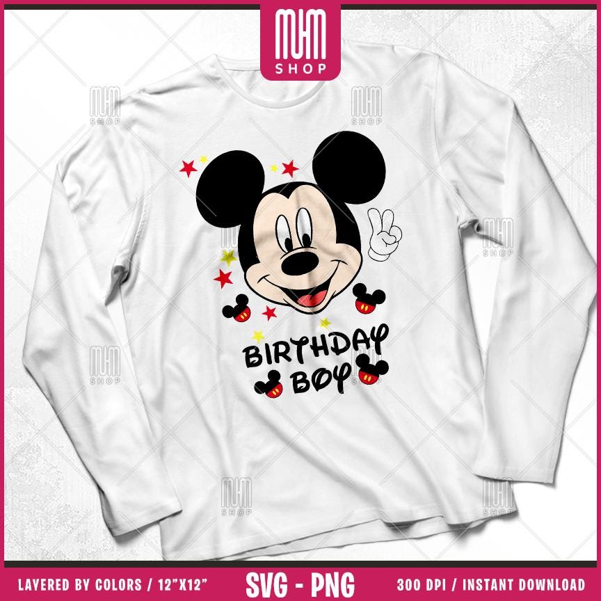 Birthday Mouse Svg Png, 6 Designs Easy to use, Cartoon Characters, Disneyland, Layered Svg by colors, Transparent Png, Cut files for Cricut.