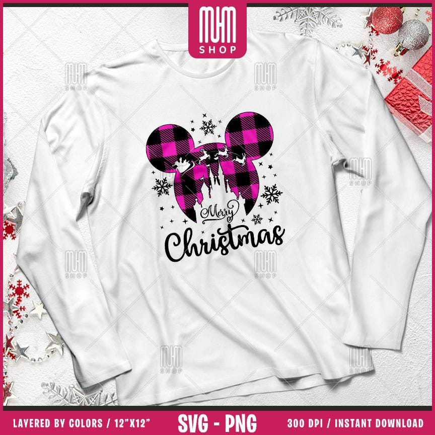 Merry Christmas Svg Png, 4 Designs Easy to use, Magical Kingdom Bundle, Family Trip, Castel Svg, Mouse Head, Easy cut files for Cricut.