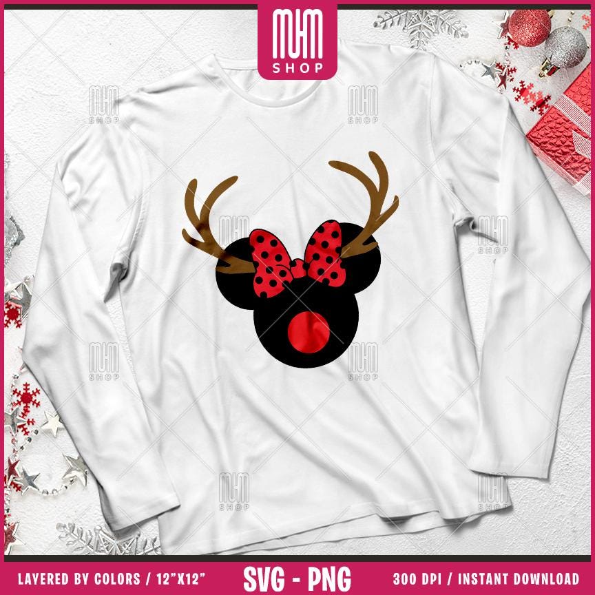 Merry Christmas Mouse Head Svg Png, 13 Designs Easy to use, Magical Kingdom Bundle Png, Family Trip, Castel Svg, Easy cut files for Cricut.