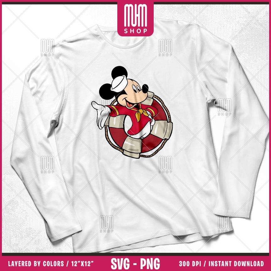 Mouse And Friends Sailor Lifebuoy Svg Png, 6 Designs Easy to use Cartoon Characters, Layered Svg by color, Transparent Png, Files for Cricut