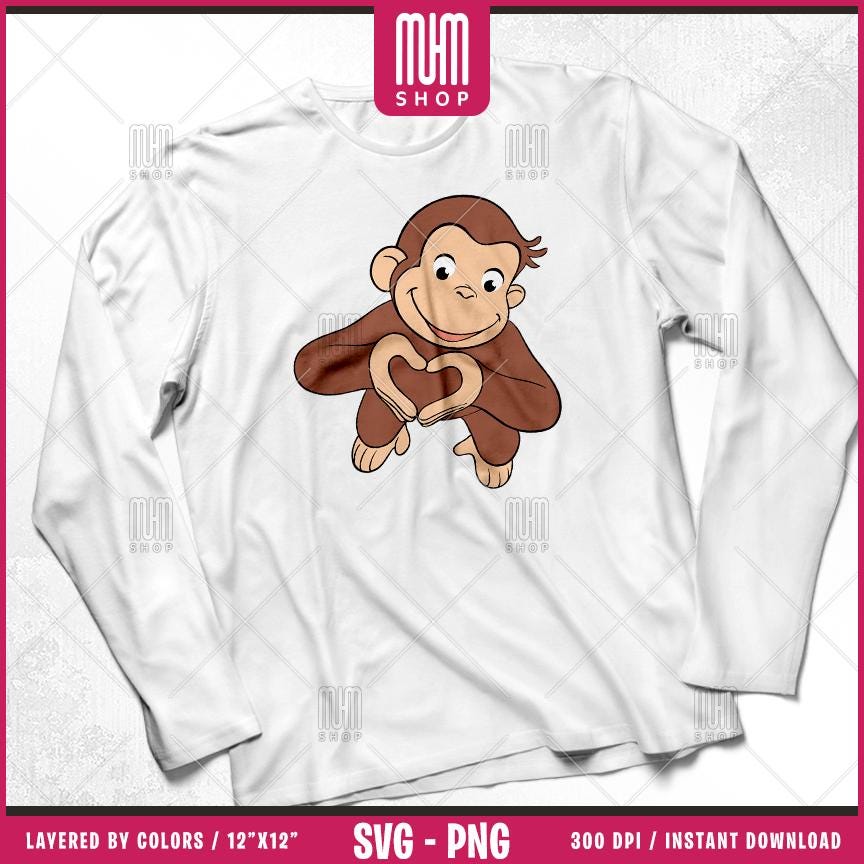 Curious George Monkey and Life Svg Png, 40 Designs Easy to use, Cartoon Characters, Layered Svg by colors, Transparent Png, Cricut Cut files