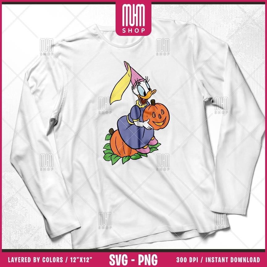 Daisy Duck Halloween Svg Png, 6 Designs Easy to use Cartoon Characters, Layered Svg by colors, Transparent Png, Easy cut files for Cricut.