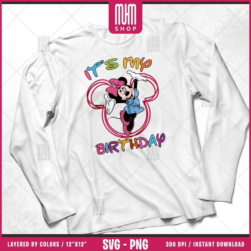 Mouse And Friends Its My Birthday Svg Png, 12 Designs Easy to use, Happy Birthday, Layered Svg by colors, Transparent Png, files for Cricut.