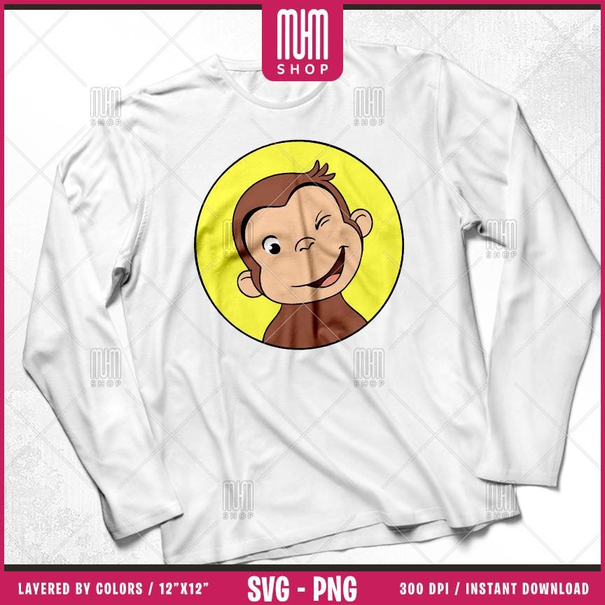 Curious George Monkey and Life Svg Png, 40 Designs Easy to use, Cartoon Characters, Layered Svg by colors, Transparent Png, Cricut Cut files