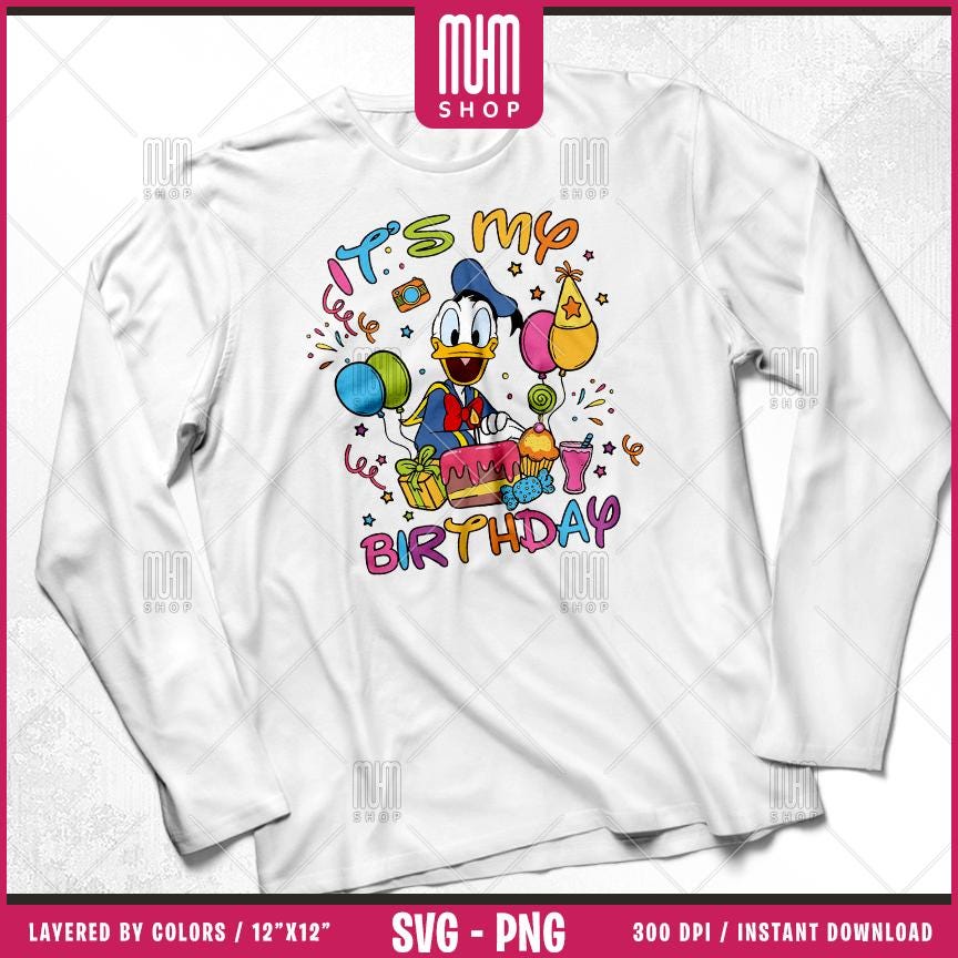 Mouse And Friends Its My Birthday Svg Png, 12 Designs Easy to use, Happy Birthday, Layered Svg by colors, Transparent Png, files for Cricut.