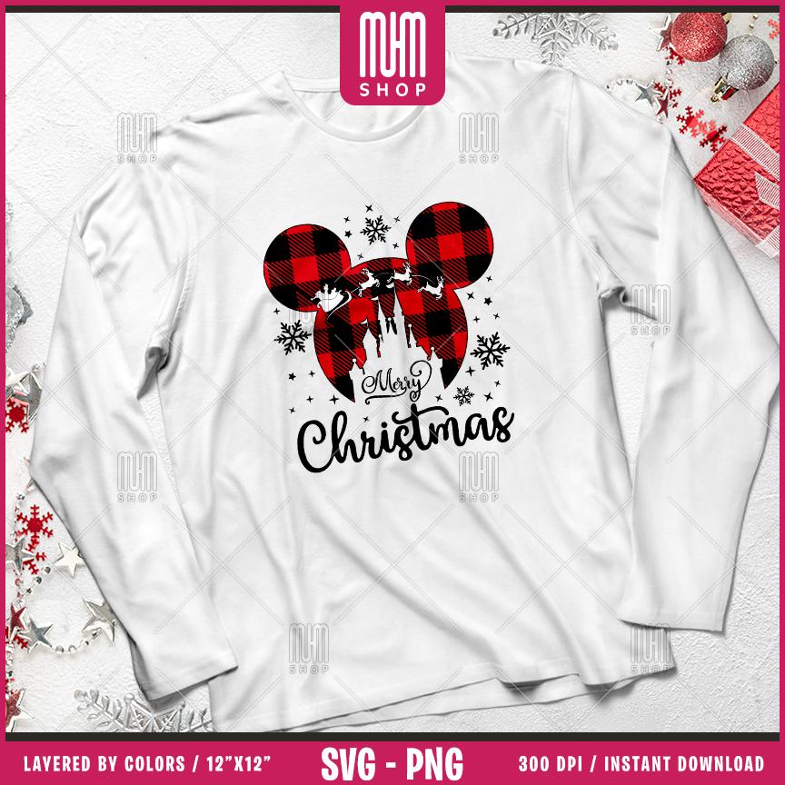Merry Christmas Svg Png, 4 Designs Easy to use, Magical Kingdom Bundle, Family Trip, Castel Svg, Mouse Head, Easy cut files for Cricut.