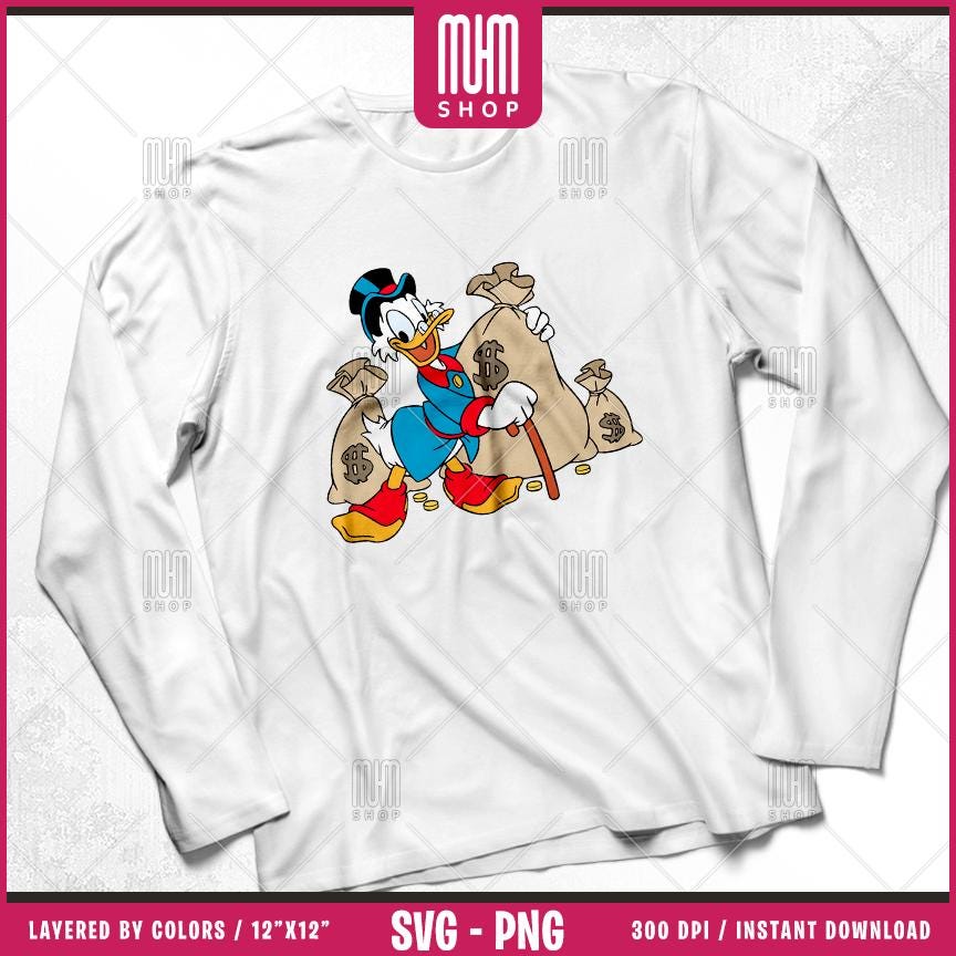 Scrooge McDuck Svg Png, 53 Designs Easy to use, Cartoon Characters, Layered Svg by colors, Transparent Png, Cut Files for Cricut.