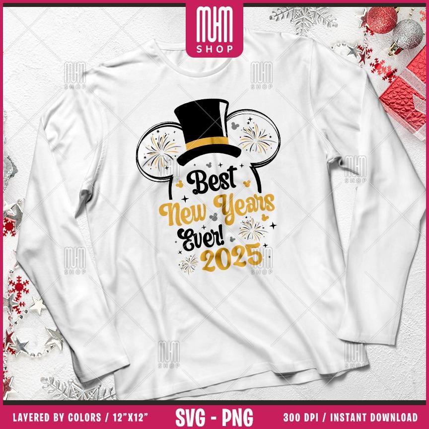 Best New Years Ever 2025 Svg Png, 12 Designs Easy to use, Magical Kingdom Bundle, Family Trip, Castel Svg, Mouse Head, Cut files for Cricut.