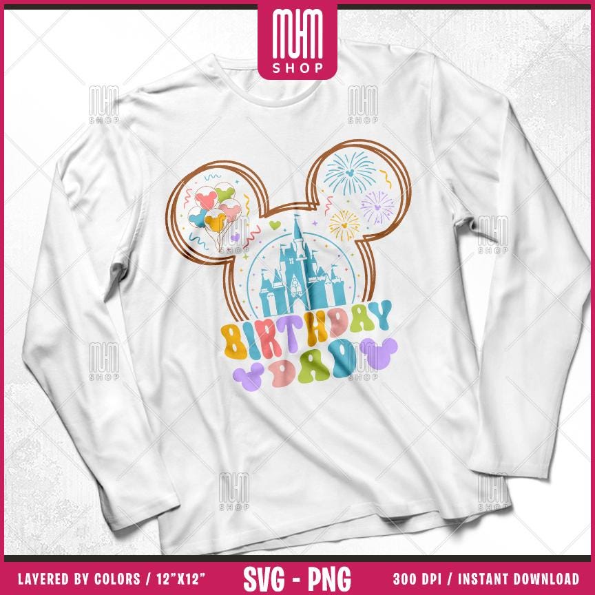 Birthday Castle Svg Png, 8 Designs Easy to use, Cartoon Characters, Disneyland, Layered Svg by colors, Transparent Png, Cut files for Cricut