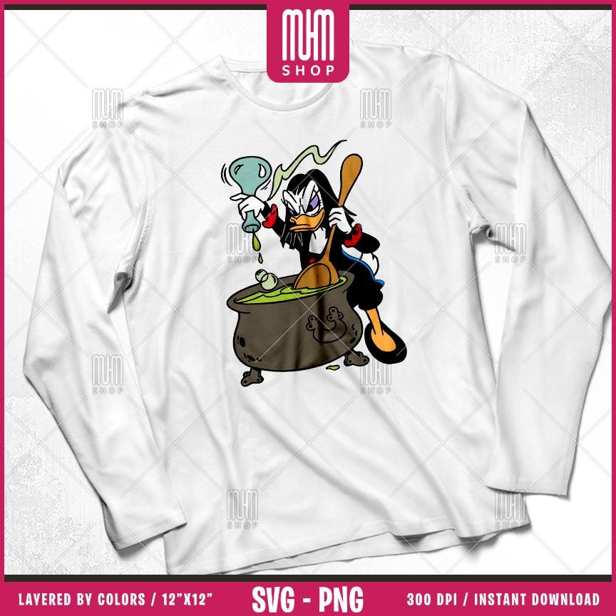 Magica De Spell Witch Duck Svg Png, 14 Designs Easy to use, Cartoon Characters, Layered Svg by colors, Transparent Png, Cut Files for Cricut