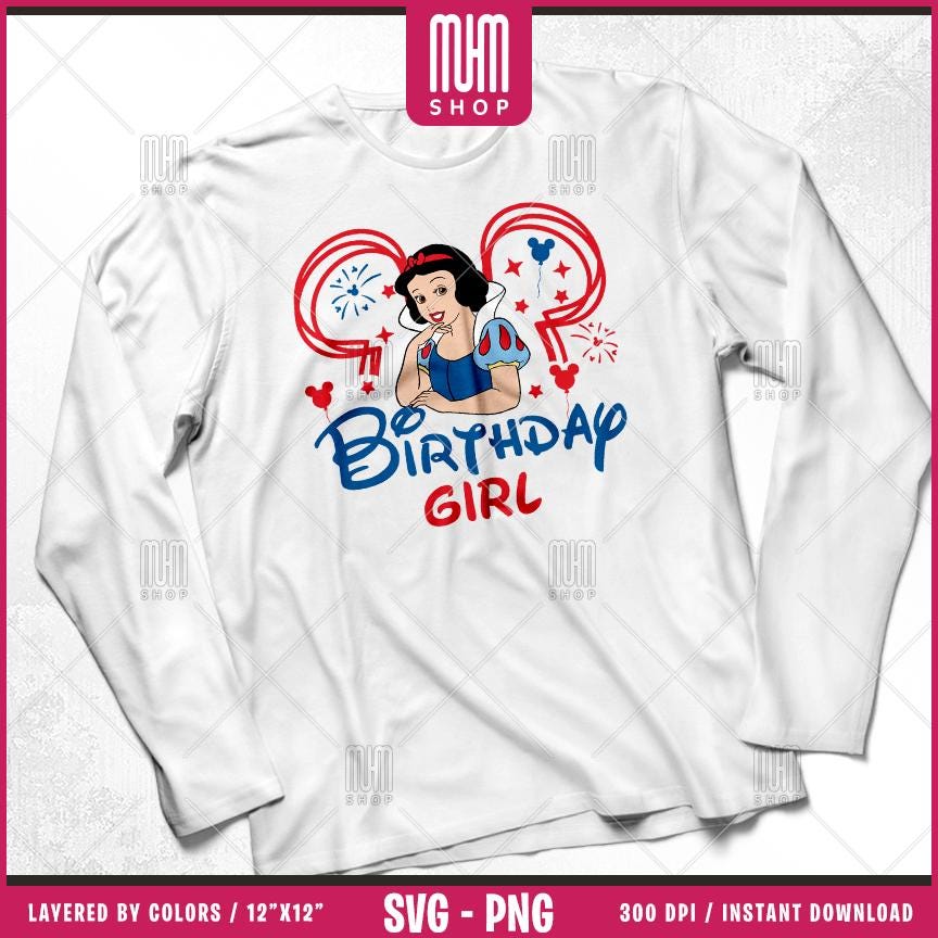 Princess Birthday Girl Svg Png, 16 Designs Easy to use Cartoon Characters, Layered Svg by colors, Transparent Png, Cut files for Cricut.