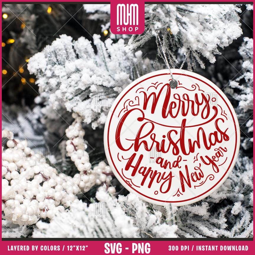 Christmas Round Ornament Bundle Svg Png, 10 Designs Easy to use, Joy svg, Noel, Jingle, Happy New Year Ornament, Easy cut files for Cricut.