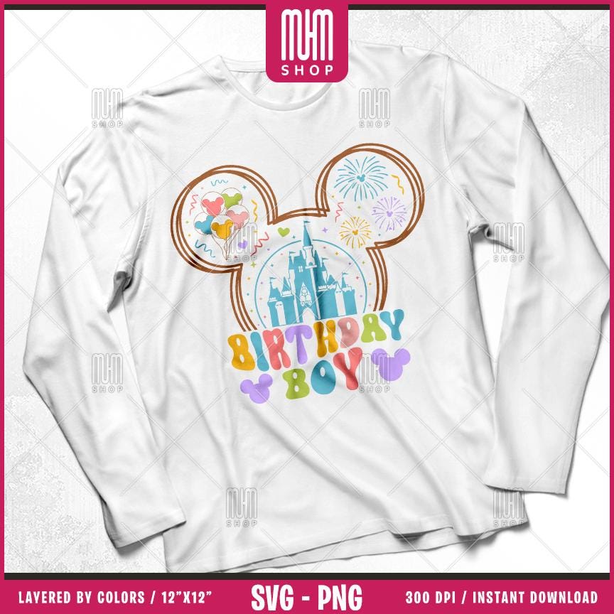 Birthday Castle Svg Png, 8 Designs Easy to use, Cartoon Characters, Disneyland, Layered Svg by colors, Transparent Png, Cut files for Cricut