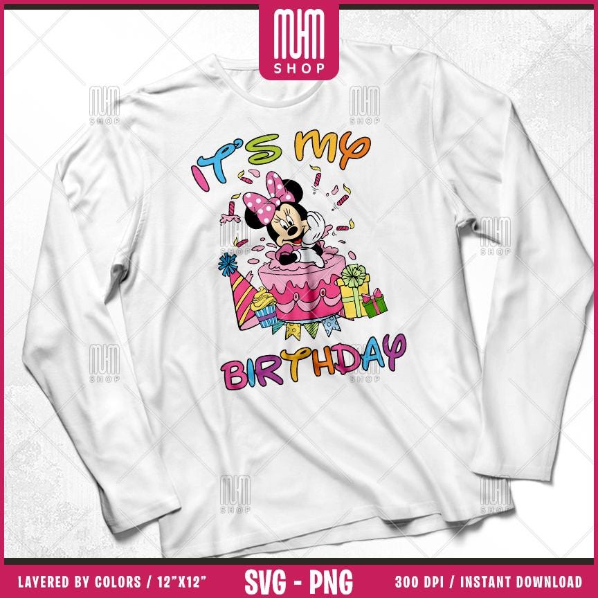 Mouse And Friends Its My Birthday Svg Png, 7 Designs Easy to use, Happy Birthday, Layered Svg by colors, Transparent Png, files for Cricut.