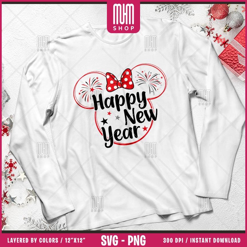 Happy New Year 2025 Svg Png, 32 Designs Easy to use, Magical Kingdom Bundle, Family Trip, Castel Svg, Mouse Head, Easy cut files for Cricut.