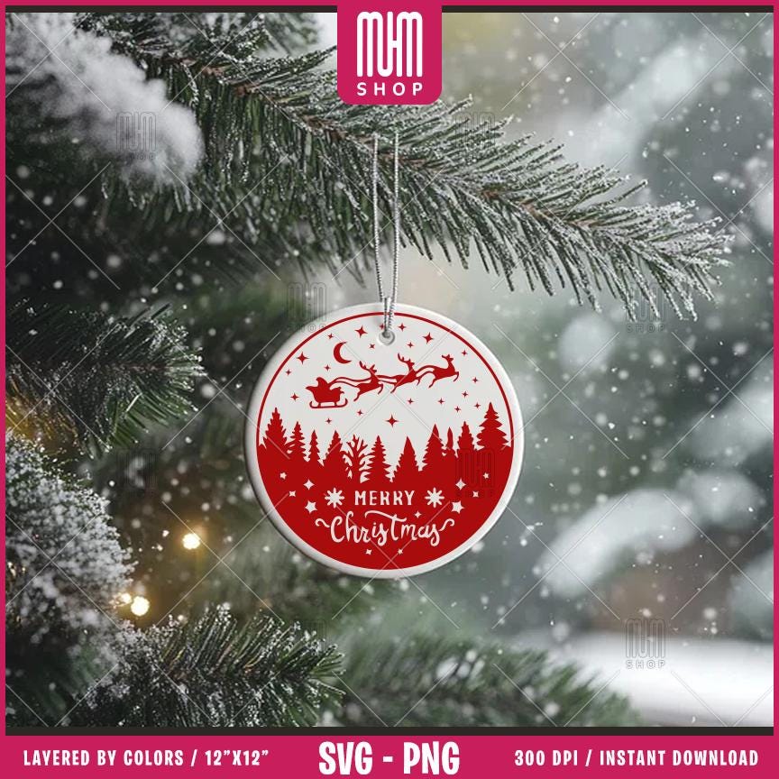 Christmas Round Ornament Bundle Svg Png, 10 Designs Easy to use, Joy svg, Noel, Jingle, Happy New Year Ornament, Easy cut files for Cricut.