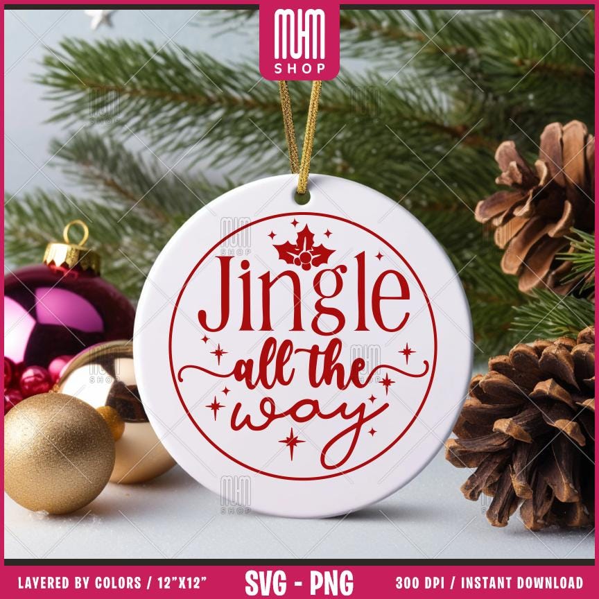 Christmas Round Ornament Bundle Svg Png, 10 Designs Easy to use, Joy svg, Noel, Jingle, Happy New Year Ornament, Easy cut files for Cricut.