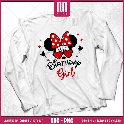 Birthday Mouse Svg Png, 6 Designs Easy to use, Cartoon Characters, Disneyland, Layered Svg by colors, Transparent Png, Cut files for Cricut.