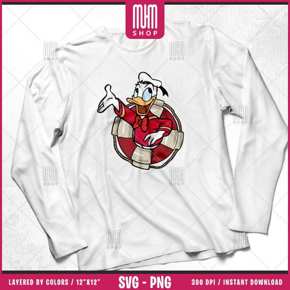 Mouse And Friends Sailor Lifebuoy Svg Png, 6 Designs Easy to use Cartoon Characters, Layered Svg by color, Transparent Png, Files for Cricut