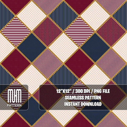 Seamless Pattern, Golden Chains with Dots and Lines on Diamond Shapes, Modern Design, Fabric Design Sublimation, Ready for Textile Prints.