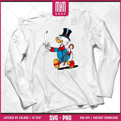 Scrooge McDuck Svg Png, 53 Designs Easy to use, Cartoon Characters, Layered Svg by colors, Transparent Png, Cut Files for Cricut.